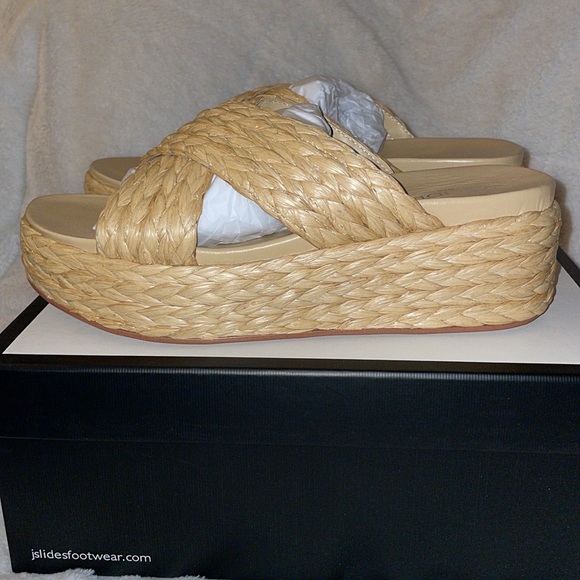 NWT J/SLIDES QUIVER Natural Raffia Sandal - Picture 11 of 15